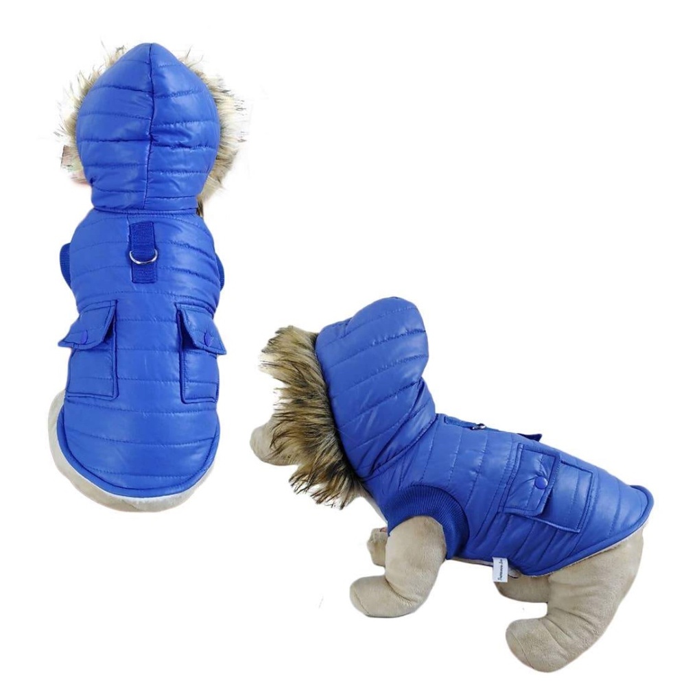 Blue Parka Fleece Lined Dog Jacket